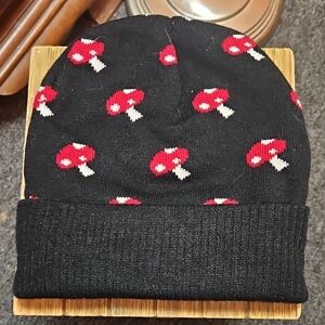Charlotte Russe Women's Beanie with Red Mushroom Pattern